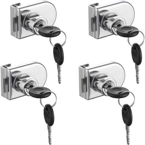 Pack de 4 verrous de sécurité pour vitrine en verre – Alliage de zinc – Épaisseur verre 0.2 à 0.3 pouce – Installation sans perçage (1/5)