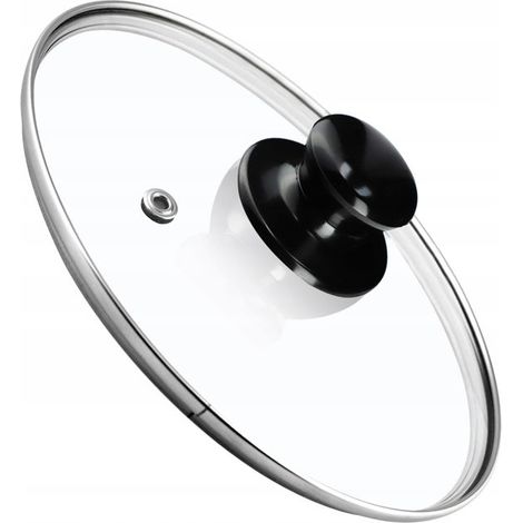 KADAX Topfdeckel, Universaldeckel aus Glas mit glänzend schwarz griff, 24 cm (1/3)