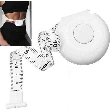 2 M Mètre Ruban Rétractable, Règle Souple Rétractable avec Graduations en Pouces et en Centimètres, avec Bouton, pour la Couture, Mesure taille et Hauteur (Blanc) (1/5)