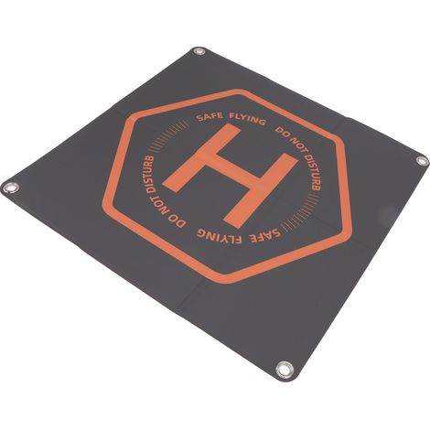 Tapis d'atterrissage pour drone, 50 cm de côté, étanche, avec slogan de sécurité bicolore. (1/5)