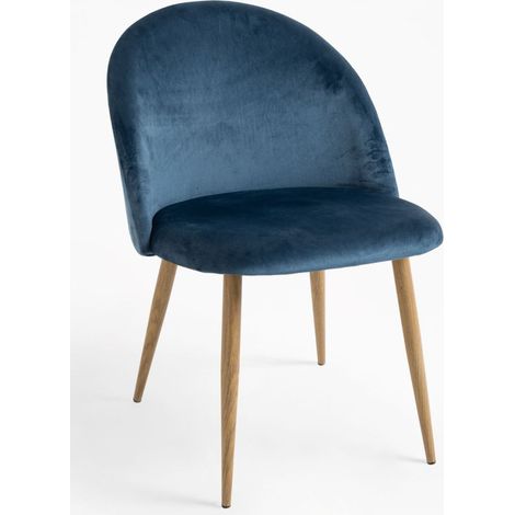 Sillas Comedor - Silla Vint Terciopelo - Azul