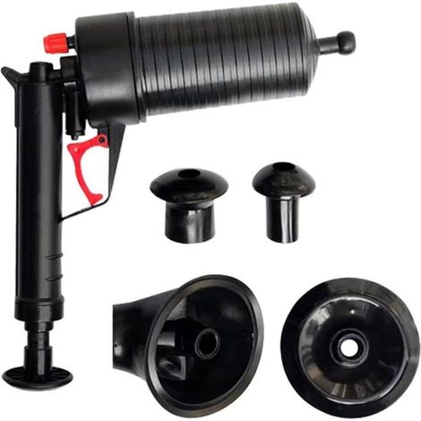 Limpiador de desagües profesional, limpiador de inodoros de aire comprimido, equipado con 4 ventosas diferentes. (1/4)