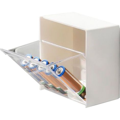 Boîte de rangement murale avec couvercle à charnière, en plastique, compartiment pour coton, disque de coton, compartiment pour balles, fil dentaire, élastique (1/5)