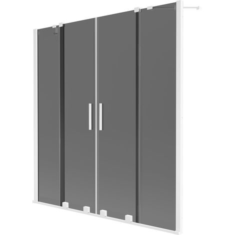 Mexen Velar Duo mampara de bañera 2 hojas correderas 140 x 150 cm, grafito, blanco - 896-140-000-42-20 (1/2)