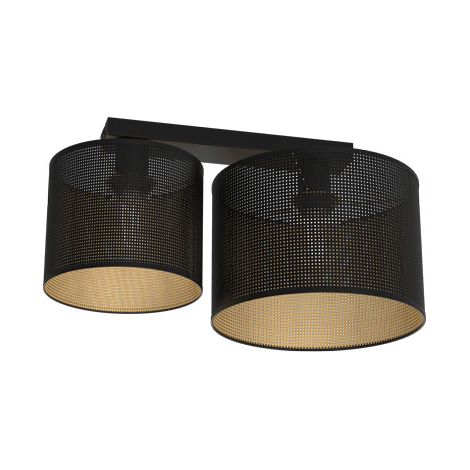 Plafonnier loft métal noir doré grillagé 2xE27 Luminex