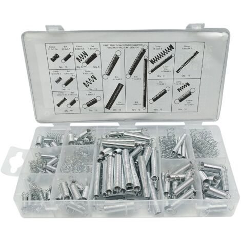 Ressort de Compression et Rallonge, Assortiment en Acier en Métal de Traction, Tension Pression et Goupilles Ressorts avec Boîte de Rangement - 200 Pcs (1/5)