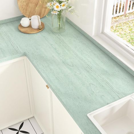 Revetement Adhesif Meuble Papier Peint Effet Bois Vert Revetement Plan De Travail Cuisine Lavable Papier Adhesif Pour Meuble Bois Rouleau Vinyle Adhésif Décoratif Vert 40 x 800cm (1/5)