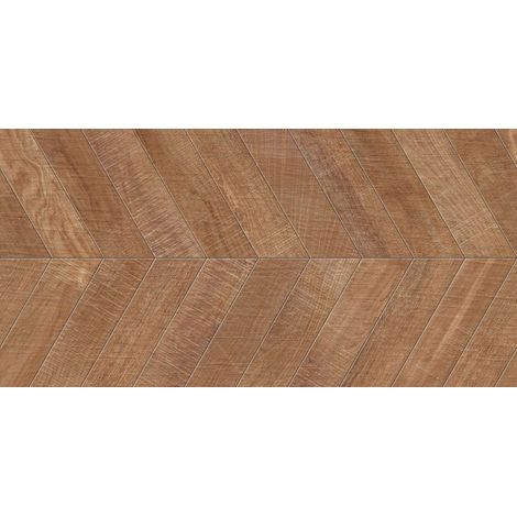 Aelle - Carrelage sol / mur effet bois design chevron 60x120 cm ARTWOOD CHEVRON NUT - Vendu par boîte de 1.44 m²