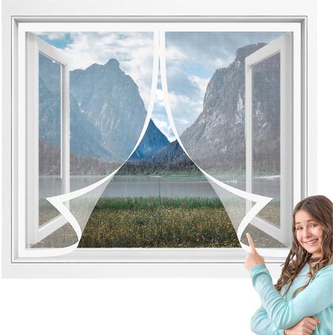 Rideau Magnétique Anti-Insectes 174 x 207 cm Moustiquaire avec Aimants Fermeture Automatique pour Baie Vitree Fenetre Coulissante, Blanc (1/5)