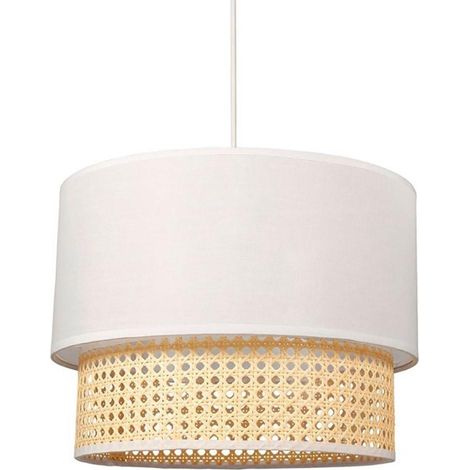 Suspension gigogne ronde cannage tissu blanc D35 (1/5)