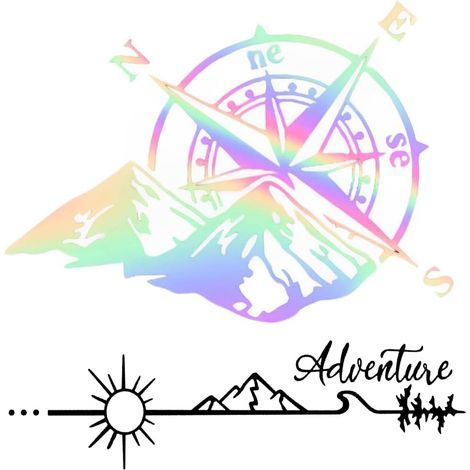 2 PCS Autocollants Boussole Monde Stickers Adventure Adhésif de Voiture Noir en Vinyle Sticker Personnalité Décoration Bricolage pour Voiture Moto Camion Mur Maison (1/5)