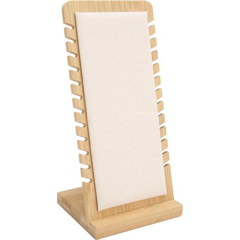 Halskettenständer mit abnehmbarem, freistehendem, stabilem Fuß für 12 Ketten, beige