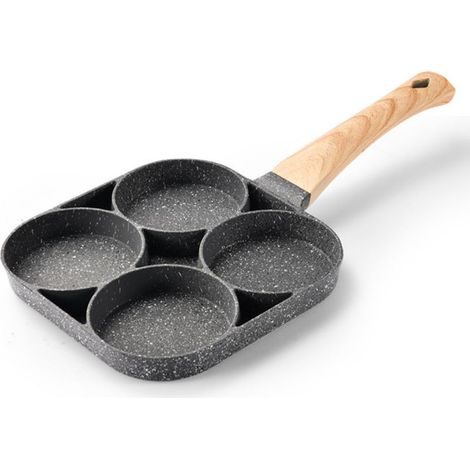 Poêle à crêpes 4 tasses, compatible avec les plaques de cuisson à gaz et à induction, universelle, antiadhésive, pour faire frire des œufs. (1/5)