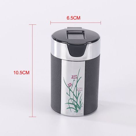 Cendrier de voiture en forme d'orchidée, en fibre de carbone avec lumière LED intégrée, pratique et élégant pour l'intérieur de votre véhicule (1/3)