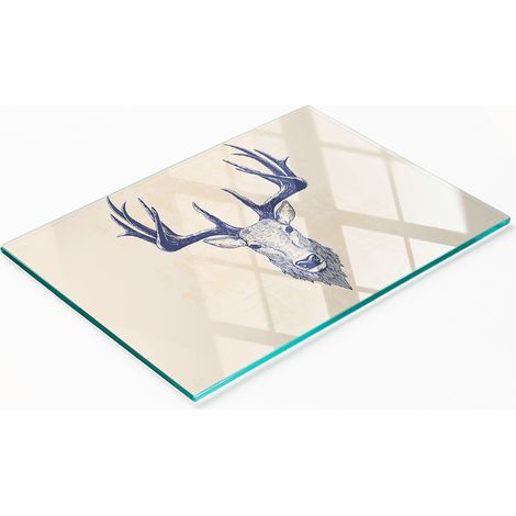 Pannello decorativo multifunzionale in vetro temperato con testa di cervo, 80x52 cm (1/5)