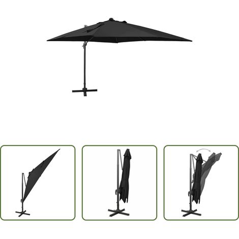 vidaXL Gartenschirm -  Ampelschirm mit LED-Beleuchtung 300 cm Schwarz