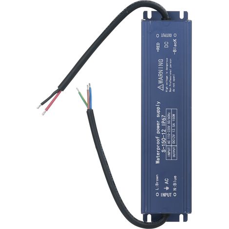 Adaptateur secteur étanche IP67 pour éclairage LED, transformateur et alimentation à découpage, sortie 12 V CC, 150 W, AC 110-220 V, tension constante, pour ruban LED, caisson lumineux extérieur, ense (1/5)