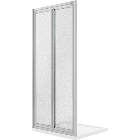 Mampara de ducha frontal con 2 puertas abatibles vidrio impreso h 185 mod. Clint 75 cm