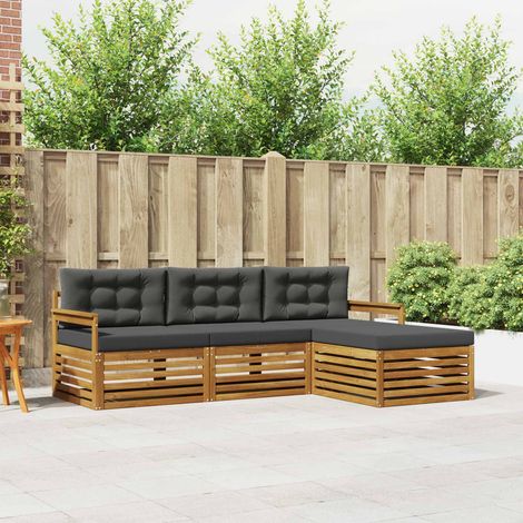 vidaXL Ensemble de canapés d'extérieur Naturel et Anthracite (1/5)