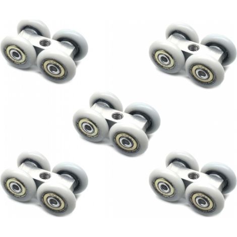 Lot de 5 roulettes pour portes coulissantes, ferrures de porte coulissante, convient pour portes coulissantes, armoires, compartiments (1/5)