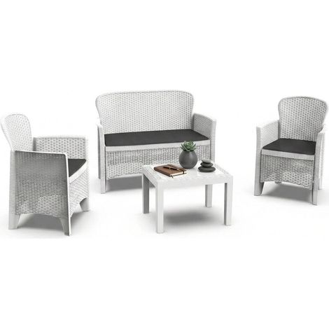 Garten-Lounge-Set Alesandro, Outdoor-Sofa für 4 Personen, Weiß