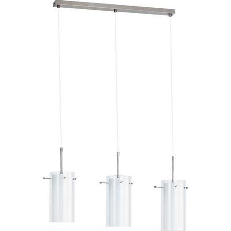 Lampada sospesa Bolt bianca cromo 3 luci vetro E27 Alfa