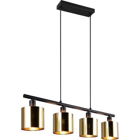 Lampada a sospensione 4 luci, metallo, nero e oro, L 75 cm, Jason (1/5)