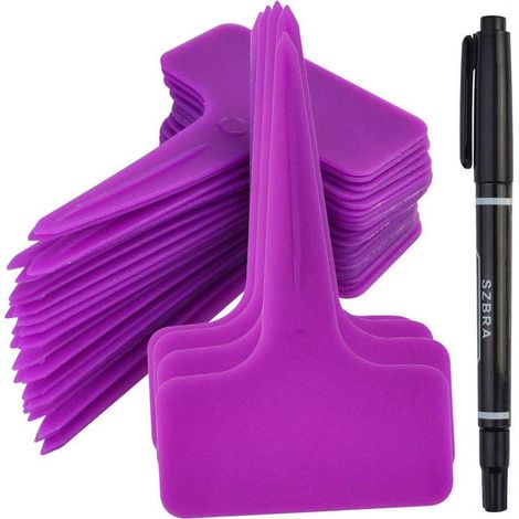 ZHIJIA PREMIUM lot 20 étiquettes plantes plastique violettes 6x10 cm étanches jardin potager serre bacs fleurs légumes (1/5)