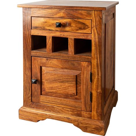 comodino in legno di Acacia 46x40x65 miele dorato laccato OXFORD 268