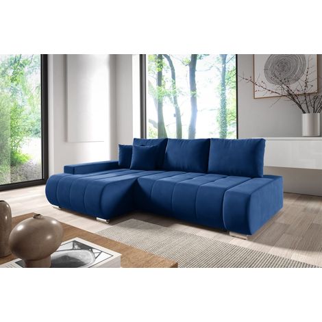 Ecksofa Schlafsofa ELMO Stoff Monolith Dunkelblau Ottomane Links (1/4)