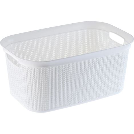 Panier à linge, matériau en polypropylène, capacité de 27L, polyvalent pour divers espaces, design ergonomique, motif élégant en osier (1/5)