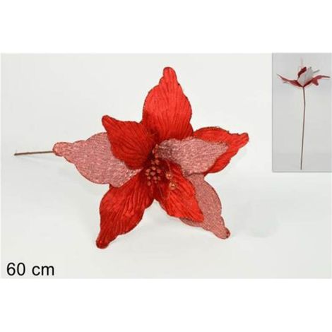 Fiori a stella decorazioni per albero di natale addobbi natalizi da casa rosso bicolore (1/4)