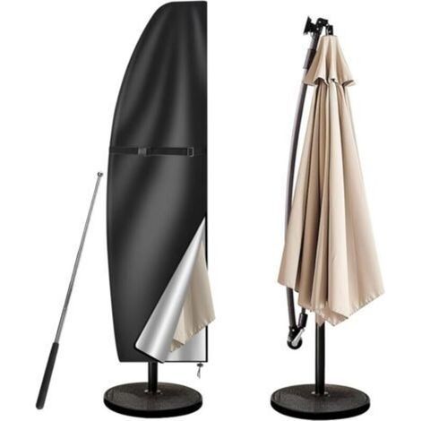 Housse de parasol déporté 210D imperméable pour extérieur, style banane, noire, compatible avec les parasols déportés de 265 cm (1/4)