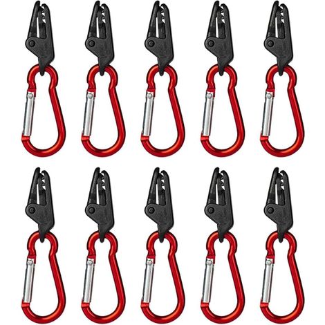 Lot de 10 Clips de bâche de Camping avec 10 mousquetons pour Tente, auvent, Caravane, Voiture, Camion, Piscine, Bateau (1/5)