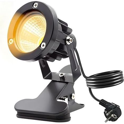 LED Clip On Spot Light with Plug and Switch, Garden Lighting with 1.8 m Cable, for Outdoor, Yard, Lawn (Warm White) (1/5)