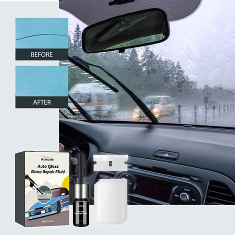 Liquide de réparation nano pour pare-brise automobile, solution de réparation des fissures pour une vision claire – 3 ml + 1 lame + 5 films de durcissement -- DTEKGAZ (1/5)