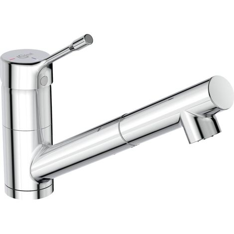 Ideal Standard BC294AA Ceralook Miscelatore da appoggio su lavello, a bocca bassa orientabile ed estraibile, doccetta a 1 funzione, cromato (1/2)