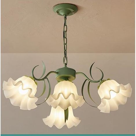 Lustre Vert Chambre, Lustres Suspension Moderne en Acrylique Avec Motif de Fleur E27 (1/5)