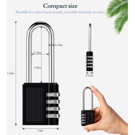Cadenas à Combinaison à 4 Digit,Serrure Combinée,Cadena a code Casier pour Gymnase, école, Portail, Hangar, Garage, Rangement, et Boîte à Outils Serrure Combinée,Noir (1/5)