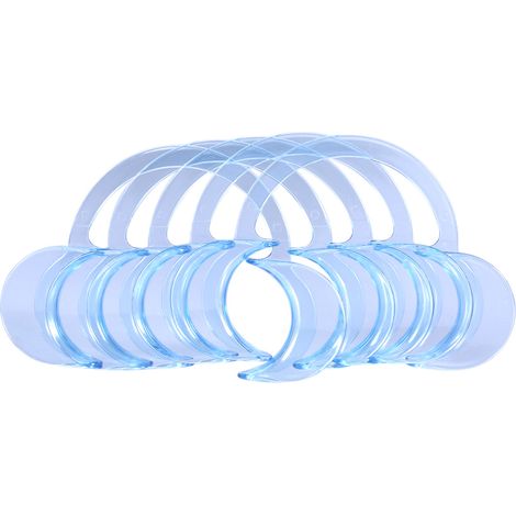 10 blocs buccaux transparents bleus taille M, ouvre-bouche dentaire type C pour blanchiment des dents, rétracteur de joues, lot de 10 (1/3)