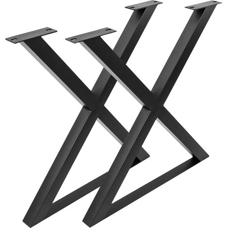 PrimeMatik - Pieds en 'X' de table en acier 680 x 50 x 710 mm 2-pack (1/5)