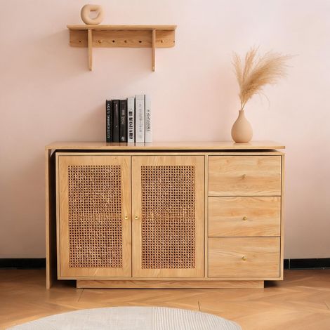 Bureau d'angle en MDF avec rangement et fonction pivotante 126 cm (1/5)