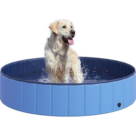Piscina Para Perros Piscina Grande Para Perros, Piscina Infantil De Pvc + Madera, Azul, Diámetro 140 X Alto 30 Cm, Ideal Para El Verano (1/5)