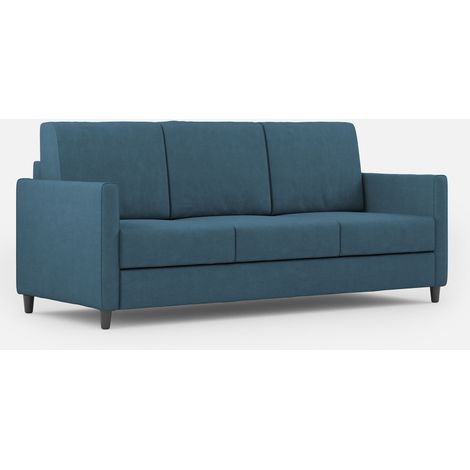 Canapé droit moderne italien tissu bleu Korane - 3 tailles 198 cm-Taille 198 cm (1/5)