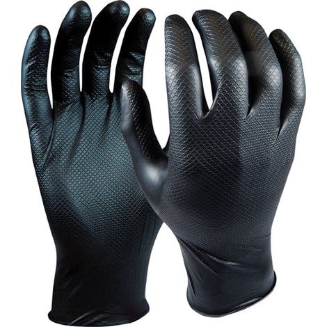 Guante nitrilo, sin polvo, desechable, negro, t-07, caja 50 uds