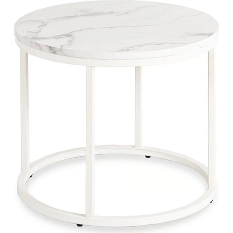Tavolino Agnes, 53 cm, in marmo bianco, stile moderno (1/5)