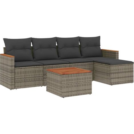 Maison Exclusive - 6-tlg. Garten-Sofagarnitur mit Kissen Grau Pol