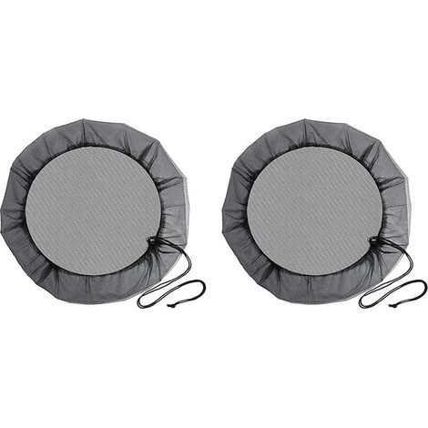 Red para barril de lluvia, 2 piezas, red protectora con cordón, cubierta antimosquitos y para mascotas para recolector de agua de lluvia (95 cm de diámetro) (1/5)
