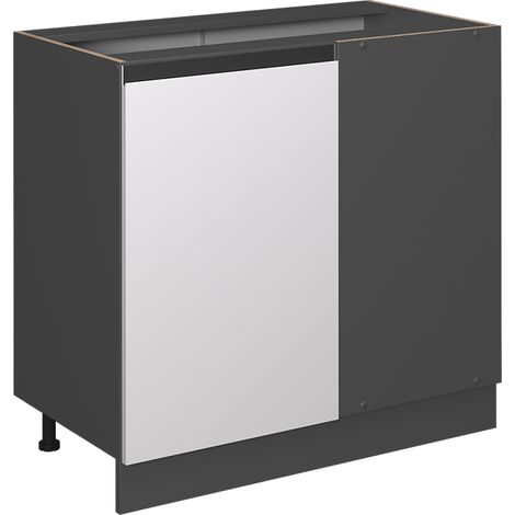 Eckunterschrank R-Line, Weiß, 86 cm J-Shape, ohne Arbeitsplatte, Vicco