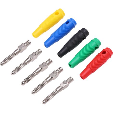 Lot de 10 fiches bananes mâles empilables 4 mm, 7 broches, 1000 V, 32 A, avec gaine souple pour câble audio (1/5)